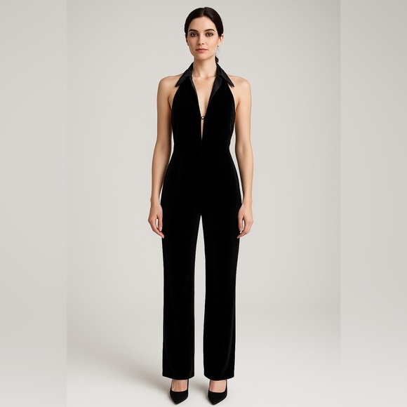 Emporio Armani Pants - Emporio Armani Velvet Halter Jumpsuit Black Size 6 US Formal Cocktail Evening